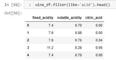 选择列的 filter 方法