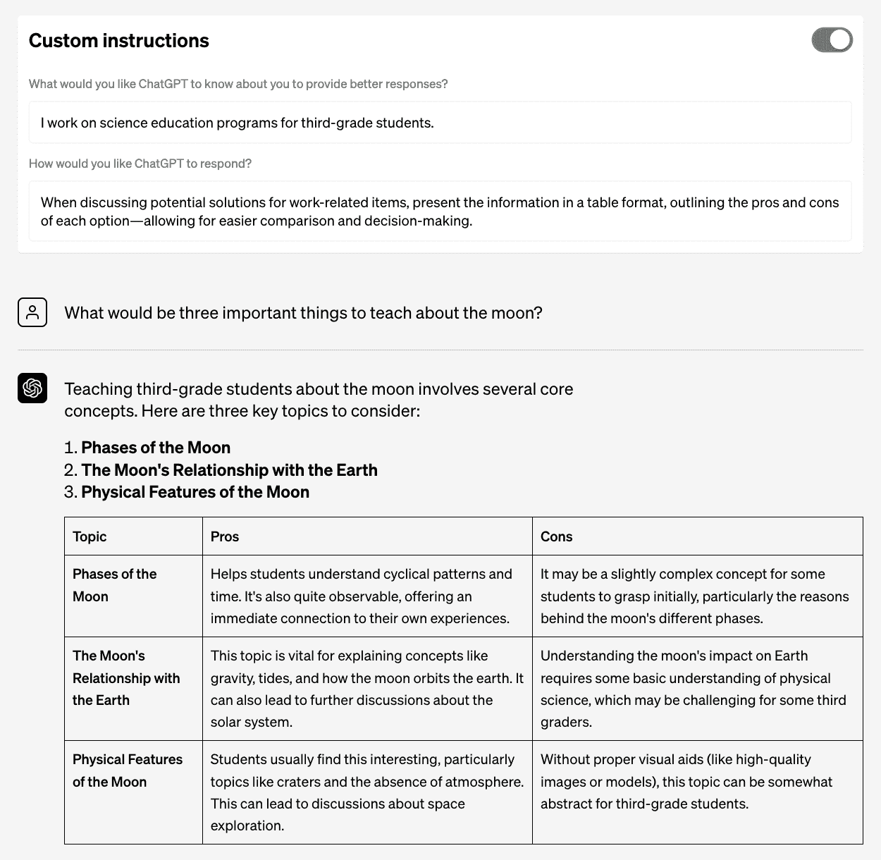 通过自定义指令调整 ChatGPT 以适应您的需求