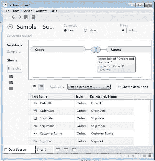 Tableau 中的数据连接