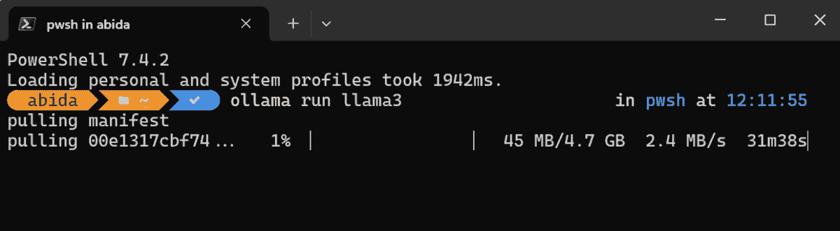 PowerShell：使用 Ollama 下载 Llama 3