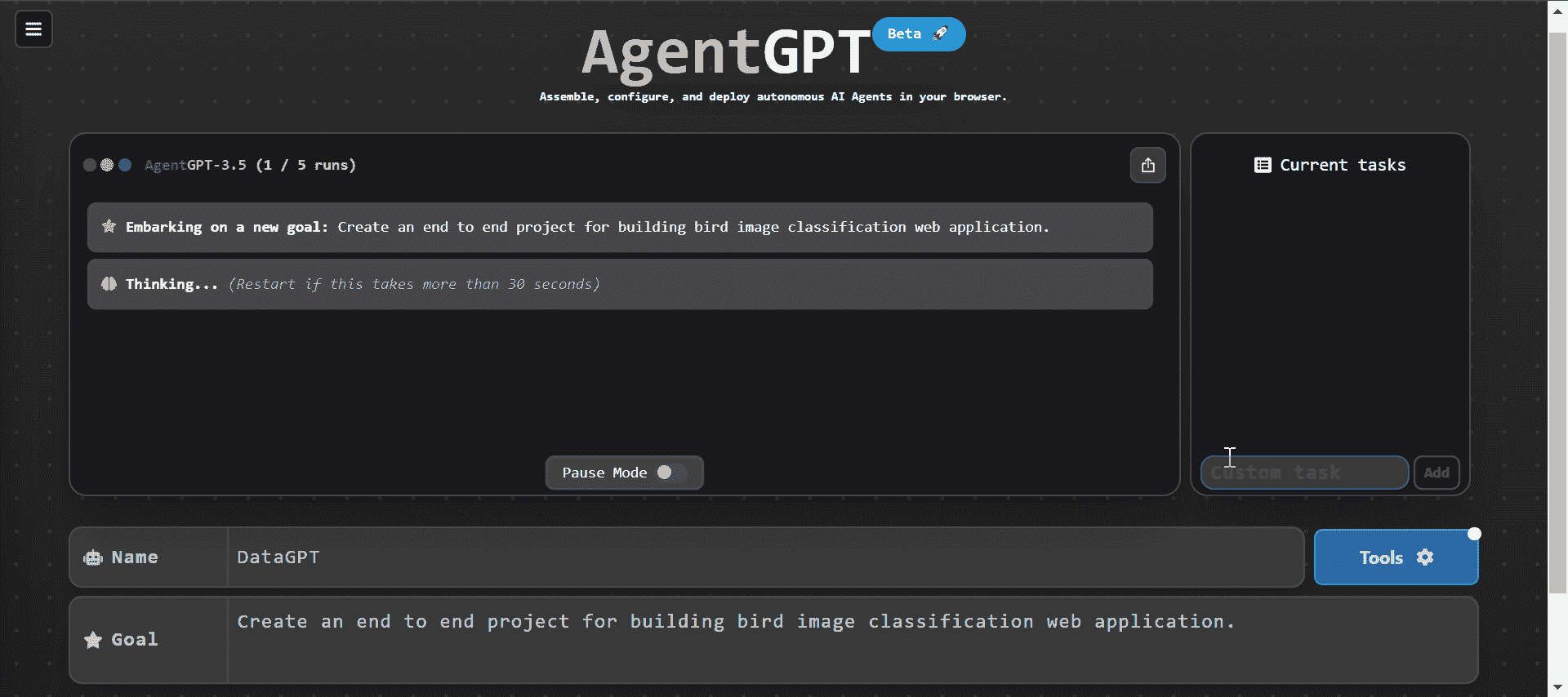 AgentGPT：浏览器中的自主 AI 代理